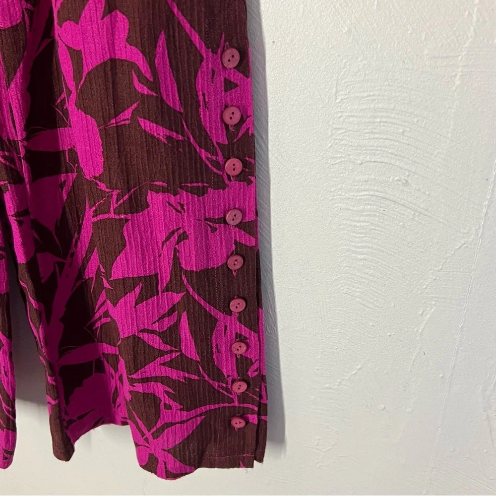 Soft Surroundings Oceo Gauze Wide Leg Pants Women's Small Tropical Fuchsia Pink